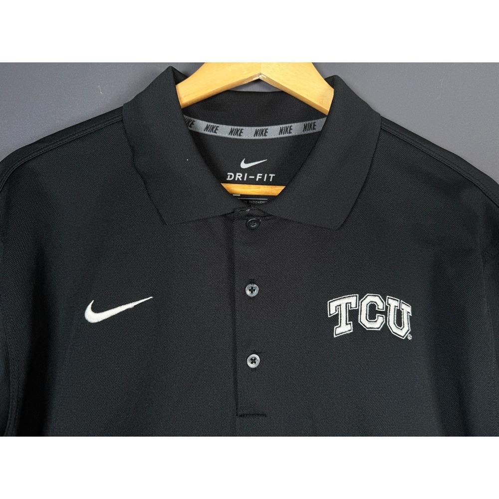 Nike TCU Horned Frogs Dri-FIT Polo Shirt Mens Medium Black Short Sleeve